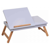Tempo Kondela Příruční stolek na notebook / držák na tablet MELTEN - bílá / přírodní bambus + ku