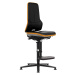 bimos Pracovní otočná židle NEON, patky, stupínek pro nohy, permanentní kontakt, koženka, oranžo