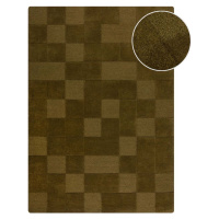 Khaki ručně tkaný vlněný koberec 120x170 cm Checkerboard – Flair Rugs