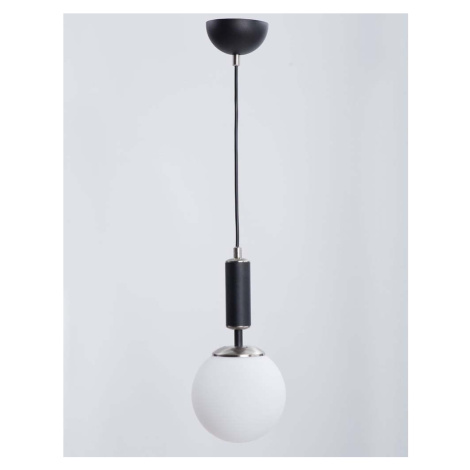 Černo-bílé závěsné svítidlo se skleněným stínidlem ø 15 cm Hector – Squid Lighting