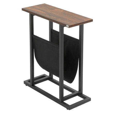 Modfu ODKLÁDACÍ stolek z polyesteru 49x19x55 cm tmavě hnědá/černá s úložnou kapsou a ocelovým rá