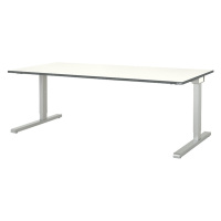 mauser Výškově nastavitelný obdélníkový stůl, š x h 2000 x 900 mm, deska bílá, podstavec v hliní