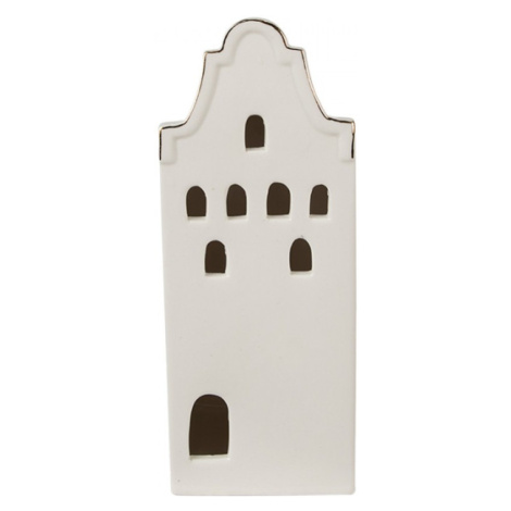 Béžový porcelánový dekorační domeček se sedmi malými okny L – 20 cm Clayre & Eef