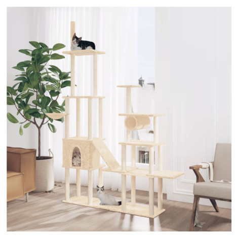 vidaXL Škrabadlo pro kočky se sisalovými sloupky krémové 279 cm