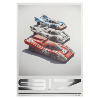 Umělecký tisk Porsche 917 - Salzburg & Martini & Gulf - 24h Le Mans, Automobilist, 50 × 70 cm