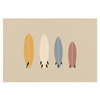 Ilustrace Vintage Old-school Retro Style Surfboards on, LucidSurf, 40 × 26.7 cm