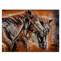 Kovový obraz na zeď Koně 80x60 cm, vintage