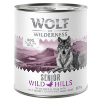 Výhodné balení: Wolf of Wilderness Senior 12 x 800 g - Wild Hills - kachní & telecí