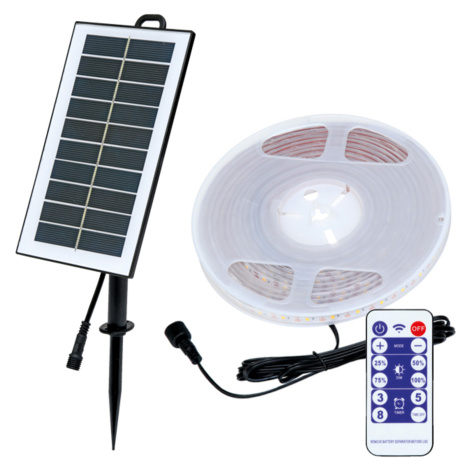 Ecolite Solární LED pásek 5m,panel 4,5V,aku 3,7V/2400mAh,IP65 DX-SOLAR-3000/5M