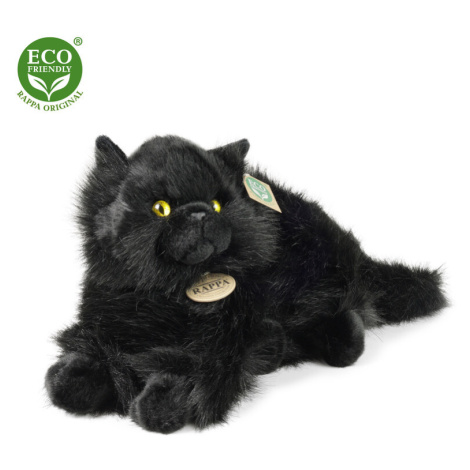RAPPA - Plyšová kočka černá ležící 30 cm ECO-FRIENDLY