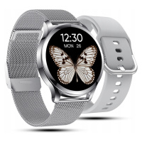 Chytré Hodinky Dámské Pro Ženu Menu Pl Hovory Smart Watch Stříbrné 2 Pruhy