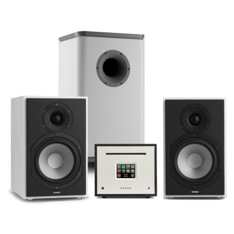 Numan Unison Reference 802 Edition, stereo systém, zesilovač, reproduktory, bílá/šedá/černá