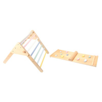 Dřevěná hrací sestava - Piklerové trojúhelník + montessori prkno - pastelové barvy