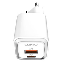 LDNIO A2318M MFi síťová nabíječka, USB-C+USB, USB-C na Lightning 20W