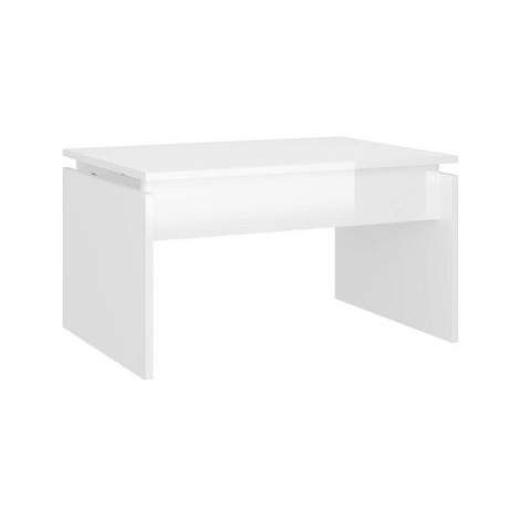 SHUMEE Konferenční stolek bílý vysoký lesk 68 × 50 × 38 cm dřevotříska, 808338