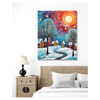 Obrazy na stěnu - Barevná zimní idylka Rozměr: 40x50 cm, Rámování: vypnuté plátno na rám
