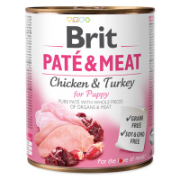 Výhodné balení Brit Paté & Meat Puppy 12 x 800 g - kuřecí & krocaní