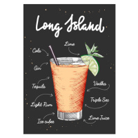 Ilustrace Vector engraved style Long Island alcoholic, Mariia Akimova, 30 × 40 cm