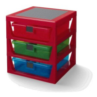 Organizér LEGO se třemi zásuvkami - červený