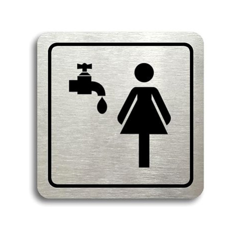 Accept Piktogram "umývárna ženy" (80 × 80 mm) (stříbrná tabulka - černý tisk)