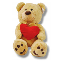 Plyšový medvídek jako dárek Den maminky Velký medvídek 70 cm Béžový srdcem