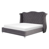 BELIANI postel AYETTE 180 × 200 cm, sametová, šedá