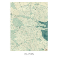 Mapa Dublin, Hubert Roguski, 30 × 40 cm