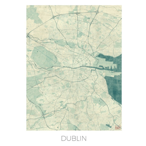 Mapa Dublin, Hubert Roguski, 30 × 40 cm