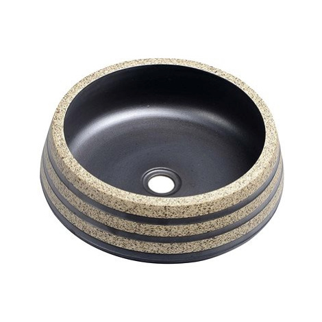SAPHO PRIORI keramické umyvadlo, průměr 41cm, 15cm, černá/kámen
