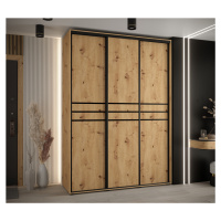 Šatní skříň ASIRI 10 - 180/45 cm, dub artisan / černá