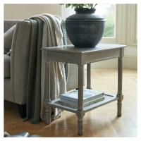 Estila Luxusní venkovský šedý obdélníkový příruční stolek Elmont ze dřeva s ratanovou spodní pol