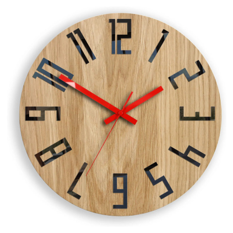 ModernClock Dřevěné nástěnné hodiny Slim 33 cm černé/červené/hnědé