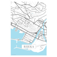Mapa Rijeka white, (26.7 x 40 cm)