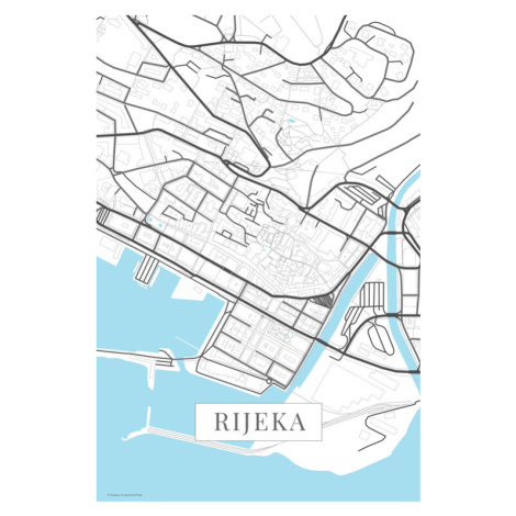 Mapa Rijeka white, 26.7 × 40 cm