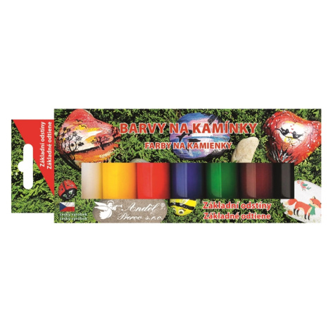 Barvy na kamínky akrylové základní lesklé, 7 x 15 g