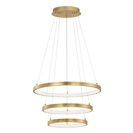 Nova Luce Závěsné LED svítidlo LEON plátkovaný zlatý hliník a akryl nastavitelné 83W 3000K stmív