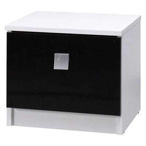 Noční stolek Lux 41 cm, bílý / černý lesk BAUMAX