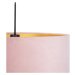 Závěsná lampa s velurovým odstínem růžová se zlatem 50 cm - Combi