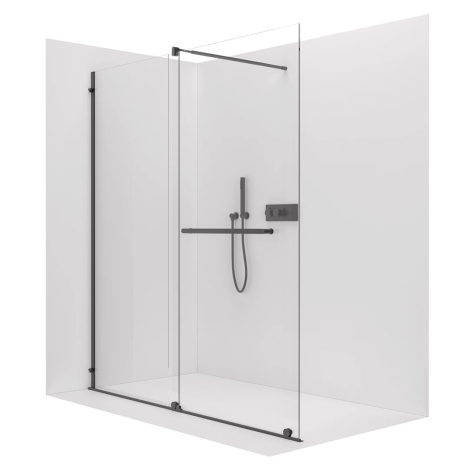 CERANO Sprchová zástěna Walk-in Medin L/P 8 mm černá matná, transparentní sklo 170x195 dvoudílná