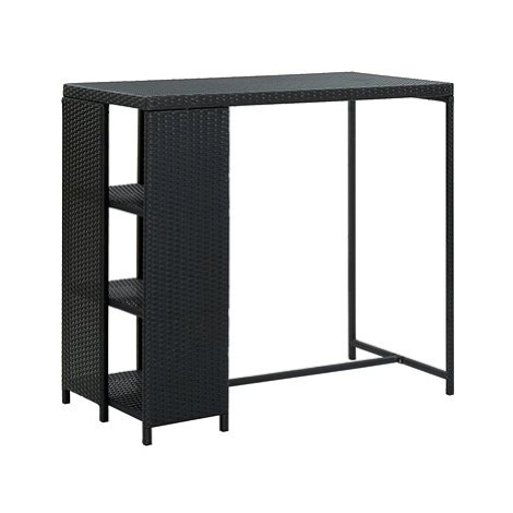 Barový stolek s úložným regálem černý 120x60x110 cm polyratan SHUMEE
