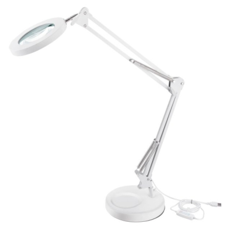 EXTOL LIGHT 43161 stolní lampa s lupou, 1300lm, 5x zvětšení, USB, bílá