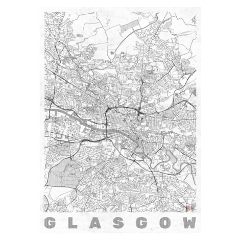Mapa Glasgow, Hubert Roguski, 30 × 40 cm