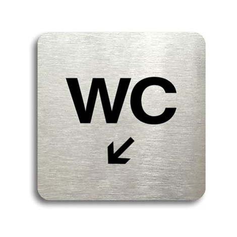Accept Piktogram "WC vlevo dolů" (80 × 80 mm) (stříbrná tabulka - černý tisk bez rámečku)