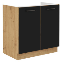 Spodní dřezová skříňka, černý mat / dub artisan, Monro 80ZL 2F BB