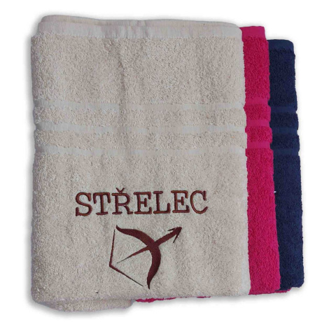 Top textil Osuška s vyšitým znamením zvěrokruhu „Střelec" 70x140 cm Barva: tmavě modrá