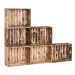 Dřevěné opálené bedýnky knihovna 150 x 120 x 20 cm
