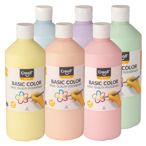 Temperové barvy Creall Pastel, 6 x 500 ml, mix pastelových barev