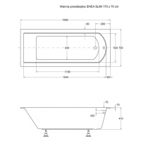 HOPA Obdélníková vana SHEA SLIM Nožičky k vaně S nožičkami, Rozměr vany 170 × 70 cm VANSHEA170SL