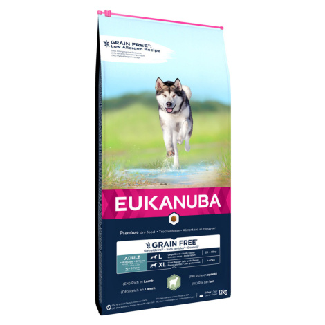 Krmivo Eukanuba Grain Free Adult Large Dogs s jehněčím - výhodné balení: 2 x 12 kg