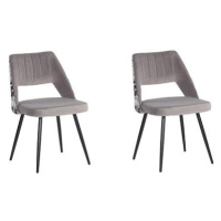 Sada 2 sametových jídelních židlí šedá ANSLEY, 207863